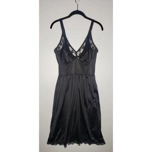 Vintage Slip Dress Nightgown Youthful Creations Black Lace 44 B-C-D Cup Nylon